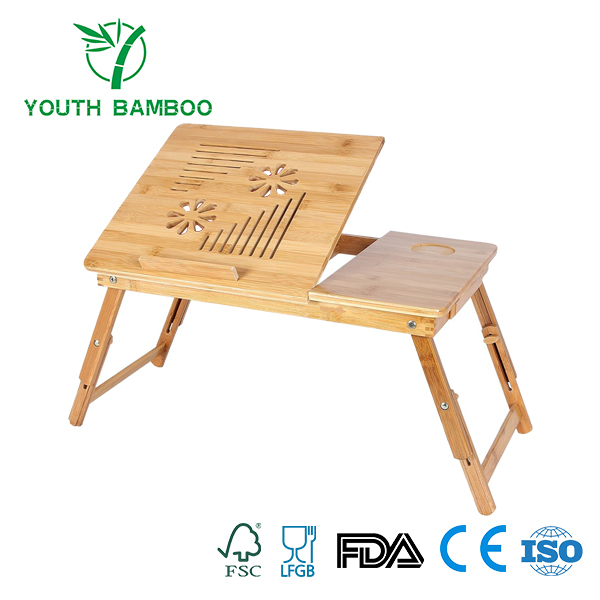Bamboo Laptop Adjustable Table With Vent